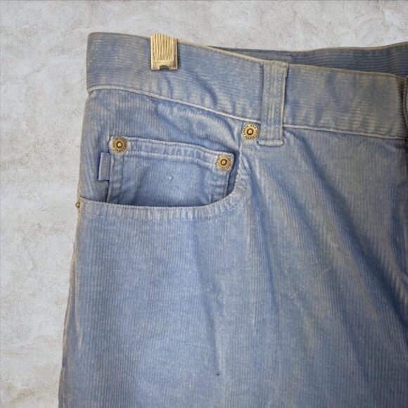 VINTAGE RALPH LAUREN -- Corduroy Jeans, Lt Blue, Classic Straight Leg, Pockets - Picture 4 of 9